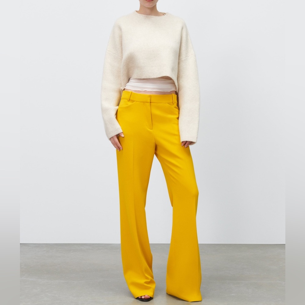ZARA NWT  Textured Flare Trousers Pant